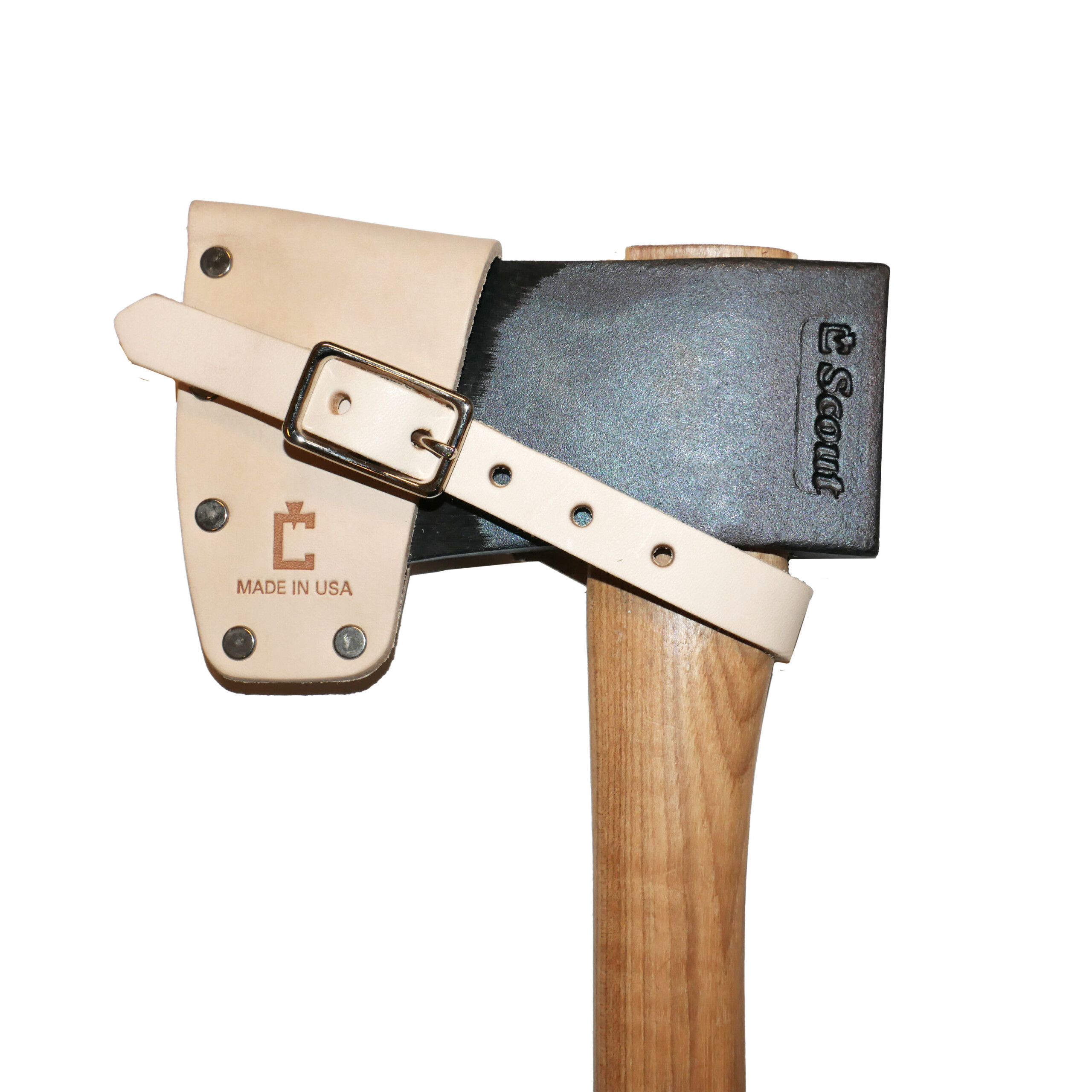 Natural Leather Mask, Riveted Design with Strap for Scout Hatchet - Image 2